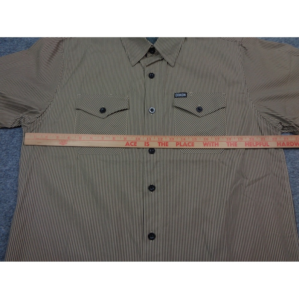 Dixxon Workforce Mechanic Mens L Button Up Tan Striped Short Sleeve Shirt - Picture 9 of 11